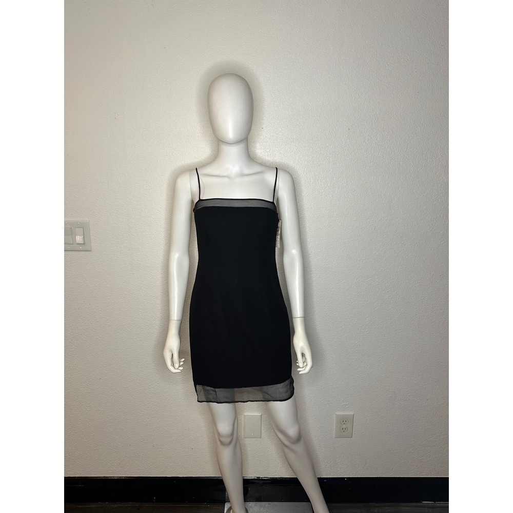 Laundry by Shelli Segal Vintage Black Silk Trim Mini Dress Size 2